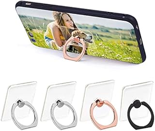 DFsucces Transparent Cell Phone Ring Holder,4 Pcs Phone Stand,360 Degree Rotation square-Shaped Cell Phone Ring Support Holder,for Various Mobile Smart phones(2Silver+1Black+1Rose Gold)