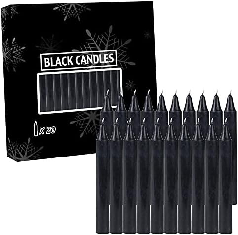20 pcs Black Candles-Magic Ritual Small Mini Spell Chime Candles-for Pagan and Witchcraft Altars-4 inch X 1/2 inch Diameter – 1.5 Hour Burn Time