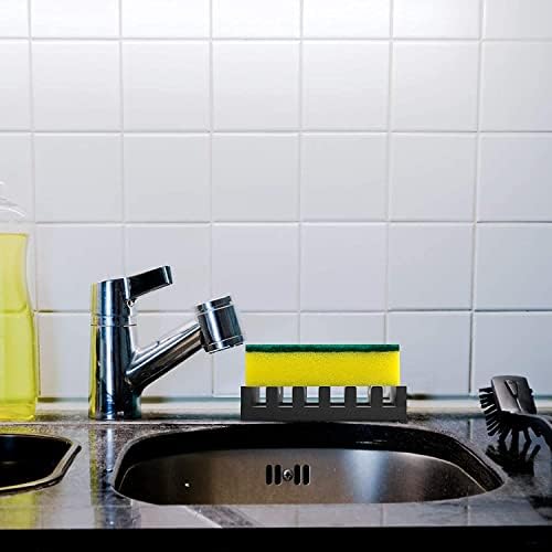 BlueDirects 2 Pack Silicone Soap Dish, Dishes for Bathroom, Sink Deck Bathtub Shower Dish Drainer, Anti-slip Design Bathroom Kitchen Sponge Storage, Black, M
