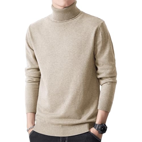 Jersey Hombre Cuello Alto Invierno Manga Larga Cuello Alto Suéter de Punto Sweater Jersey para Hombre Sudadera De Punto Tejido Grueso para Suéter