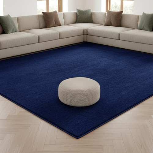 INSPIRE HOMEWARE Relax Rugs Living Room 100% Polyester Non Slip Backing Fluffy Soft 600GSM Thick Low Pile Large Bedside Carpet For Bedroom Kids Nursery Room Non Shedding Navy Blue 120x170 cm