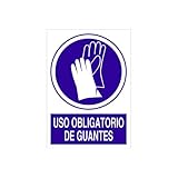 Señal de obligación pictograma y texto Uso obligatorio de guantes