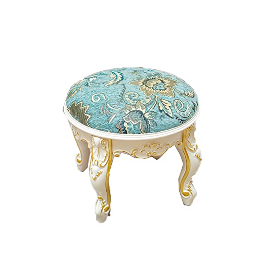 ZABEES Taburete reposapiés de tela estilo europeo, taburete bajo otomano, redondo, cambiador de zapatos, taburete para sala de estar, hogar, dormitorio, asiento acolchado