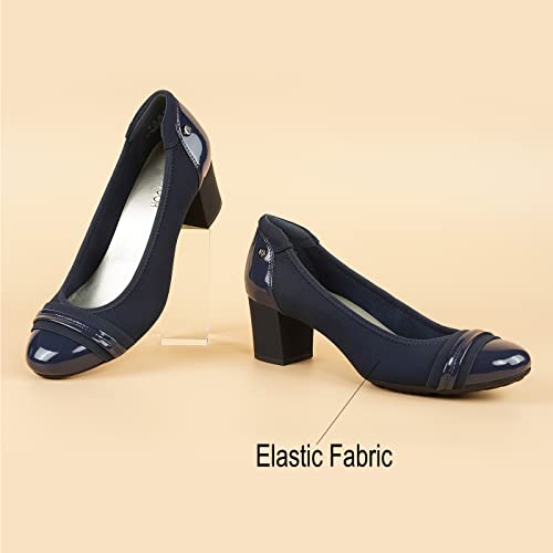 JENN ARDOR Womens Dress Pumps Ballet Chunky Heels for Women Round Toe Mid Square Block Heels Soft Slip On Pumps Shoes for Office Lady Dancer Wedding Shoes Youth 2inch2