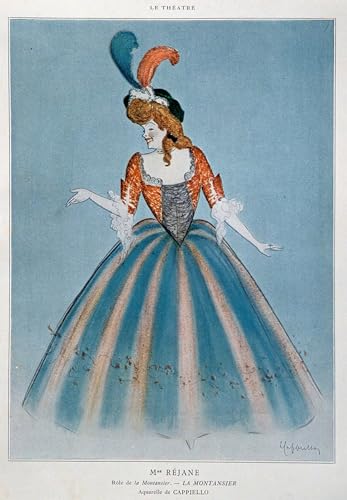 Tableau vintage Murale Cappiello Gabrielle Rejane impression d'art en 60x90cm