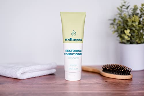 Wellnesse: Restoring Conditioner - For Straight And Curly Hair - 8 Oz - Coconut And Citrus - Smoothens, Softens And Strengthens Hair - Cruelty-Free, Non-Gmo, No Parabens, Sulfates Or Silicone #TOP7