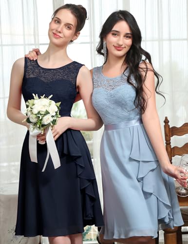 Image of BeryLove Womens Boat Neck A Line Sleeveless Lace Formal Homecoming Dress
