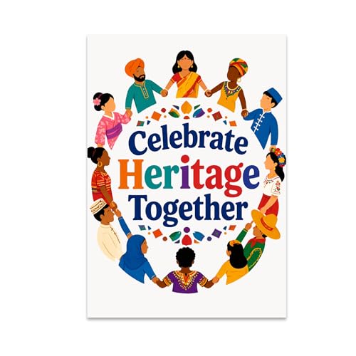 Multicultural Heritage Wall Art Poster Print - Celebrate Heritage Together - 13x19 - Modern Inclusive Design