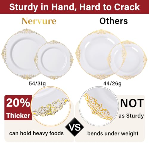 Nervure-350PCS-Gold-Plastic-Plates-Gold-Plastic-Dinnerware-Sets-for-50-Guests-100-Disposable-Plates-150-Silverware-50-Cups-50-Napkins-for-Wedding-Party Nervure 350PCS Gold Plastic Plates Gold Plastic Dinnerware Sets for 50 Guests 100 Disposable Plates 150 Silverware 50 Cups 50 Napkins for Wedding Party