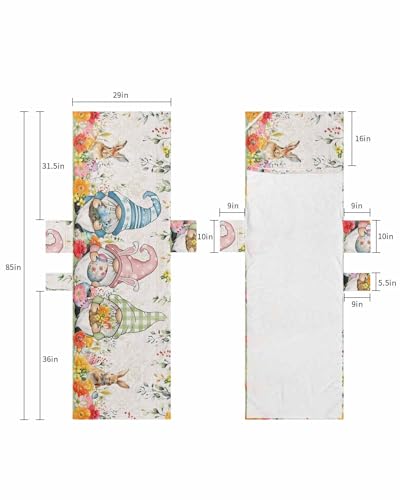 Easter Beach Lounge Chair Towel Cover, Soft Chaise Lounge Towel with Side Pockets Patio Pool Chairs Cover for Beach/Pool Sunbathing 29x85 Spring Floral Botanical Gnomes Farmhouse