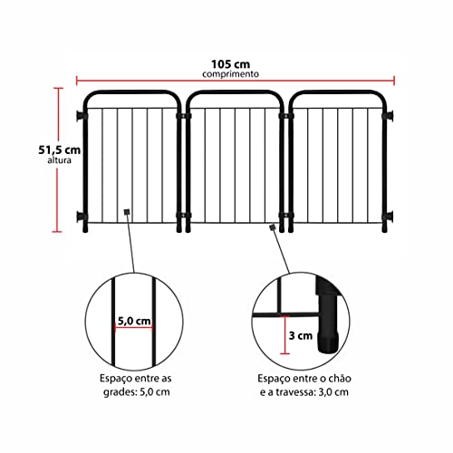 Cercado Portátil Petmix 51,5 cm 3 módulos (Preto)