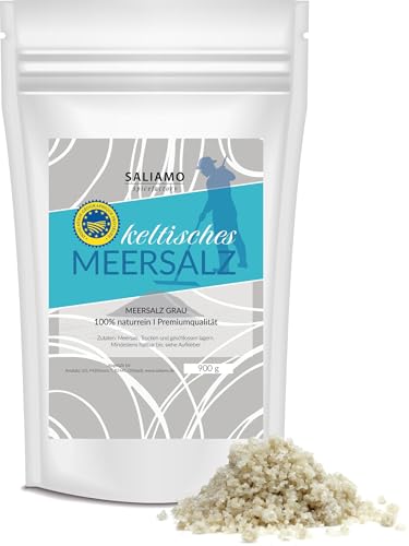 Saliamo Keltisches graues Meersalz 900g Sel Gris aus Frankreich Grob & Naturbelassen Celtic Sea Salt unraffiniert handgeschöpft Reich an Magnesium & Mineralien Ohne Zusätze