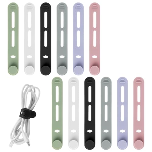 Silicone Cable Ties 12pcs - Reusable Flexible Organiser, Tidy Clips for Earphone, Phone Charger, Audio USB - Space-Saving Home Office Storage Solutions Silicone Cable Ties 12pcs - Reusable Flexible Organiser, Tidy Clips for Earphone, Phone Charger, Audio USB - Space-Saving Home Office Storage Solutions