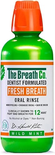 The Breath Co. Mild Mint Mouthwash | Alcohol Free Oral Rinse for Fresh Breath & Healthy Gum Care | Fights Bad Breath | Dentist Formulated | 500ml