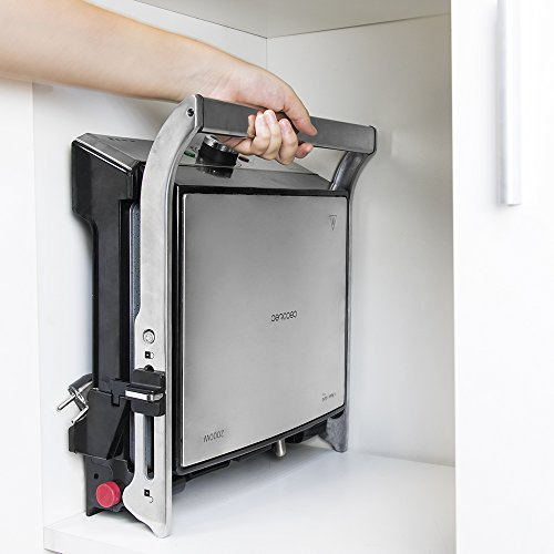 Cecotec Rock'n Grill Pro - Parrilla Eléctrica, Revestimiento de Piedra Rockstone, Placas Extraíbles y Reversibles, Apertura de 180ª, Superficie Amplia 2200 W, Acero Inoxidable