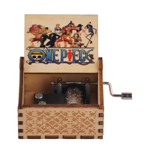Image of Offo Hand Crank Wooden Music Box - One Piece Theme Tune | Premium Vintage Anime Gift for Kids, Collectors, Boys & Girls | Elegant Gift for One Piece Fans & Loved Ones