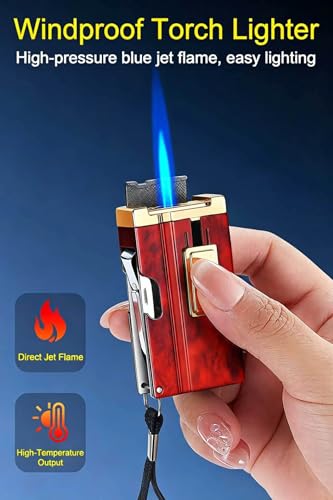Encendedor a llama de soplete a prueba de viento recargable miniatura 2