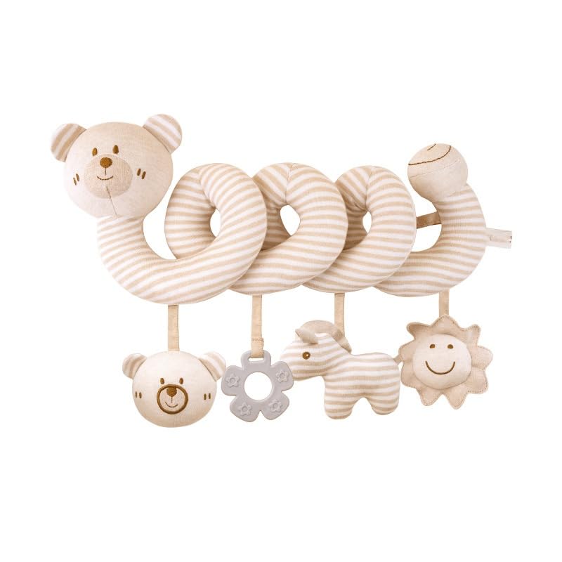 Bankeep Jouet de Poussette Spirale d'Activité Bébé Animaux Jouets en Peluche Spirale Suspendu pour Poussette Lit Siège Auto Jouets Sensoriels Développement