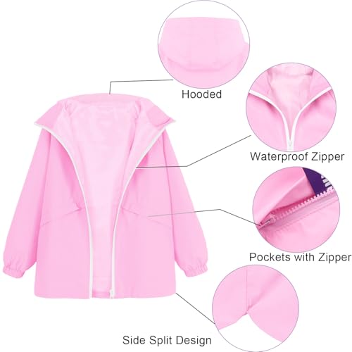 MODAFANS Boys Girls Rain Jacket Waterproof lined Hooded RainCoats Windbreaker4