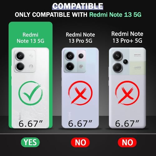 Image of Back Cover Case Compatible to Redmi Note 13 5G with Sliding CamShield & 360 Protection Ring Stand Mobile Phone Cover Case for Redmi Note 13 5G (PC, Black)