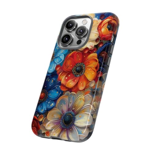 Coque iPhone 14 Pro motif floral abstrait bleu éclatant - 2