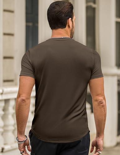 Image of JMIERR Mens Short Sleeve T Shirt Summer Muscle Slim Fitted Crewneck Longline Tees Shirts for Gym Workout