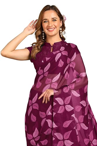 Image of MIRCHI FASHION Saree for Woman Chiffon Floral Printed | Lightweight Comfortable Daily Wear Women's Sari with Unstitched Blouse Piece (Available in 15 Colors)