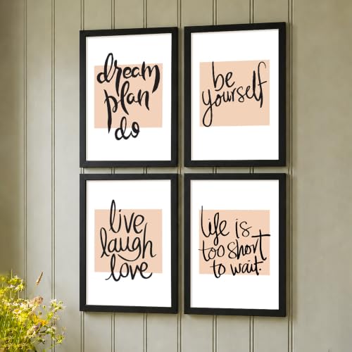 Image of PAINTINGMANTRA Motivational Wall Frames For Living room, Motivational Wall Art Quotes For Bedroom, Office And Study rooom, Set of 4, 13x18 Inch