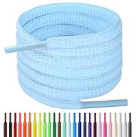 Handshop Half Round Shoelaces 1/4\" - Oval Shoe Laces Replacements For Sneakers and Athletic Shoes Sports Baby Blue 45.3 inch (115cm)