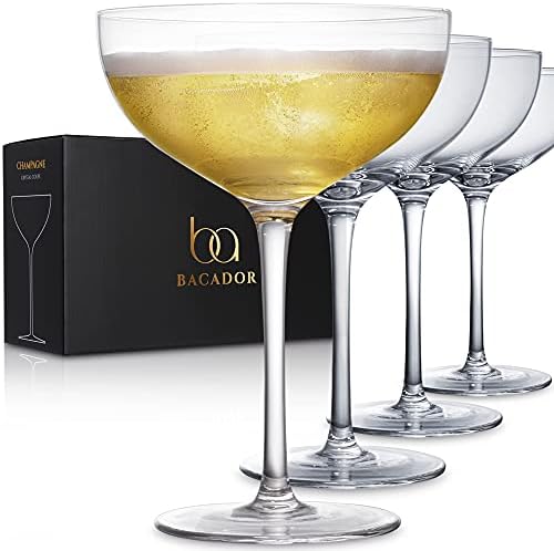 Champagne Coupe Glasses Set of 4 - Elegant Cocktail Coupe, Ideal for serving Martini, Gimlet and Manhattan - High Clarity Crystal Glassware - Excellent Addition to Your Home Bar - 11.5 oz