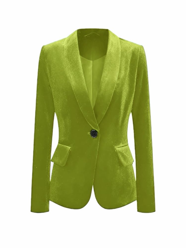 Womens Velvet Blazer Shawl Lapel Jacket Trendy Business Casual Fall Winter Outerwear Office
