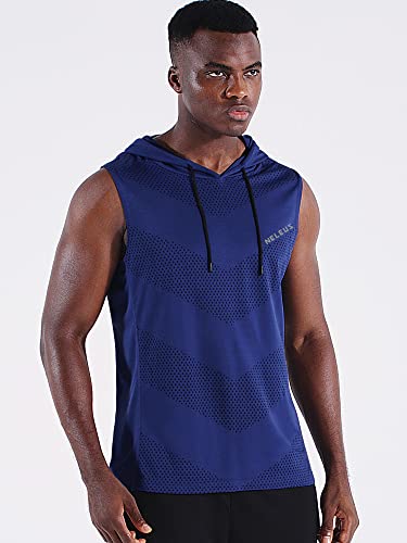 Neleus Men's Workout Tank Tops Sleeveless Running Shirts With Hoodie,5098,3 Pack,Black/Grey/Blue,Xl #TOP1
