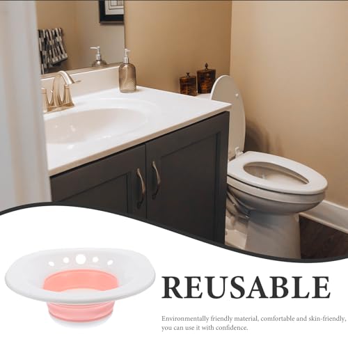 Bain de siège pliable réutilisable lavable avec kit de rinçage intime rose - 4