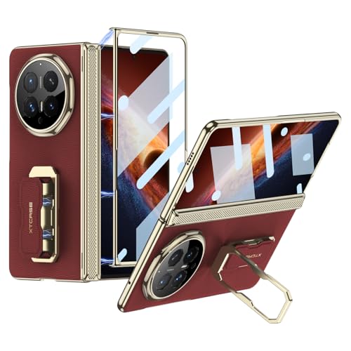 Coque pour Honor Magic V6 en cuir rouge avec protection 360