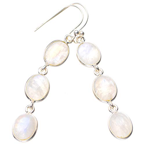 Boucles d'oreilles pierre de lune anti-allergie en argent massif 925