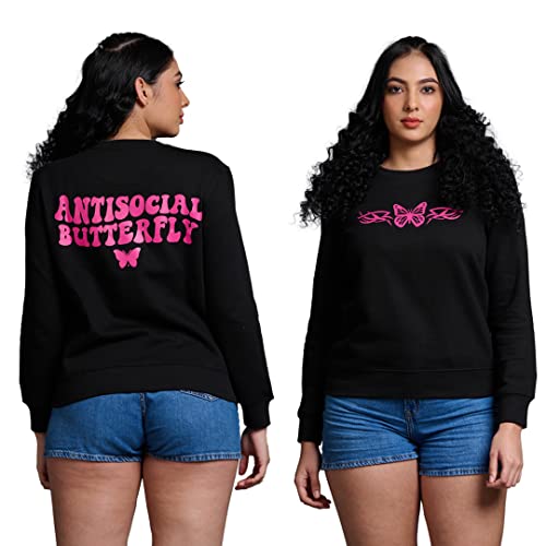 Image of Go Devil Stylish Trendy Regular Fit 100% Cotton Sweatshirt with Round /Crew Neck Full Sleeves, Casual Printed Winter Wear for Women /Girls