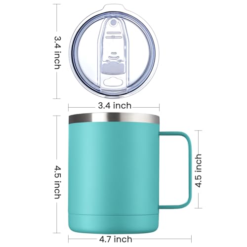 Image of MEWAY 12oz /8 Pack Double Wall Vacuum Insulated Travel Mug With Handle, Stainless Steel Tumbler with Lid, Durable Powder Coated Insulated Coffee Cup for Cold & Hot Drinks (Light Green, 8 pack)