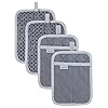 VHAUSE Pot Holders with Pocket Set of 4 - Soft Cotton Hot Pads with Non-Slip Silicone Grip and Hanging Loop - Heat Resistant Kitchen Potholders Trivet Mats for Hot Pots Pans Oven Gray VHAUSE Pot Holders with Pocket Set of 4 - Soft Cotton Hot Pads with Non-Slip Silicone Grip and Hanging Loop - Heat Resistant Kitchen Potholders Trivet Mats for Hot Pots Pans Oven Gray