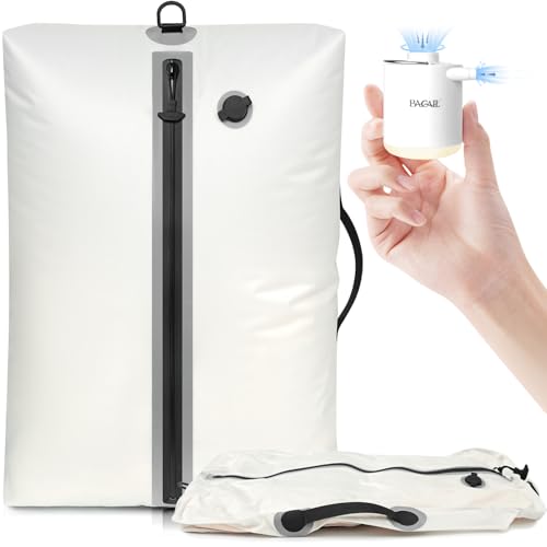 Image of BAGAIL TPU Vacuum Bag for Travel, Reusable Compression Bag with IPX8 Waterproof Zipper, Save Space for Suitcase, Backpack and Carry on (Cream, ExtraLarge, With Pump)