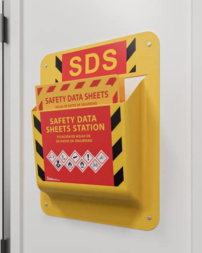 yellow safety inc msds sds binder and wall station - heavy duty 3 inch 3 ring safety data sheet holder includes mounting hardware