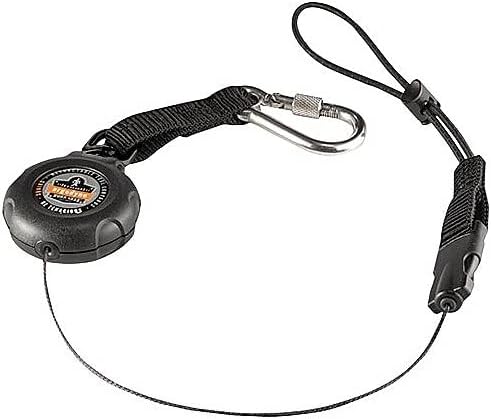 Squids 3001 Retractable Tool Lanyard with Carabiner Mount and Loop Attachment End, Tool Weight Capacity 2 lbs,Black