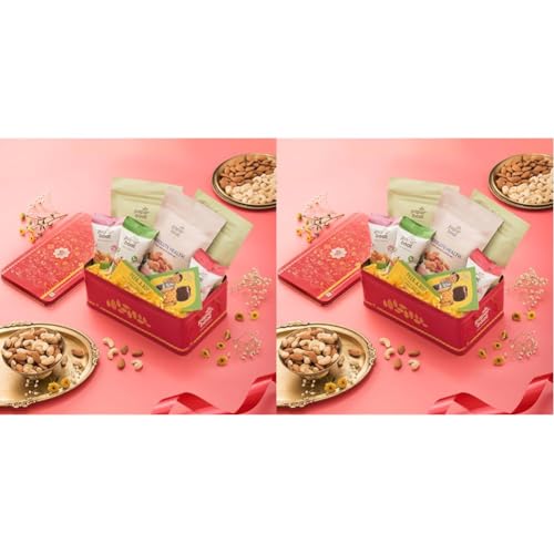Image of Paper Boat Holi Dry Fruit Gift Box, 390G - Gourmet Holi Dryfruit Gift Hamper|Festive Celebration Gift For Loved Ones|Assorted Mix Of Raw, Flavoured & Trail Mix|Cashews, Almonds, Berries, & Nuts