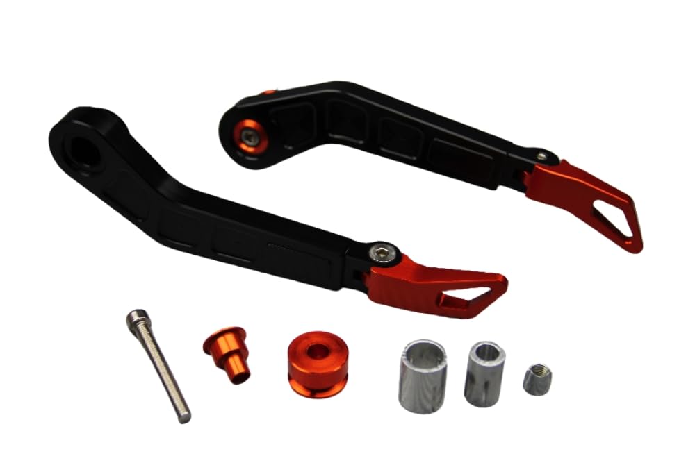Protecciones para manetas de moto en aluminio CNC con adaptadores para manillar naranja