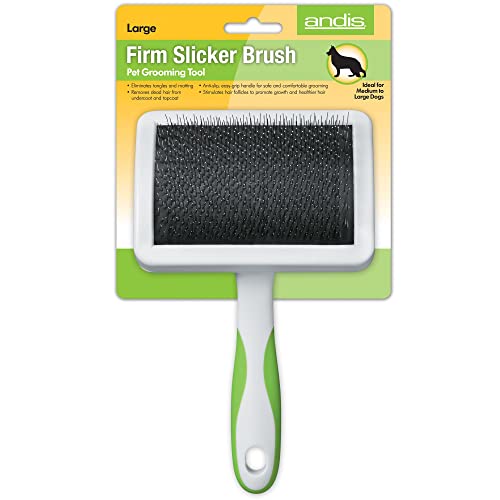Image of Andis Slicker Brush for Dogs and Cats Professional Grooming Brush for Removing Loose Hair, Mats, Tangles and Undercoat (Large, Firm Slicker Brush)