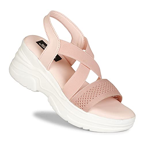 Image of Stylish Girl's High Heel Criss Cross Chunky Sole Casual Fashion Wedges Sandal For Women /Girls Ankle Strep Sandal