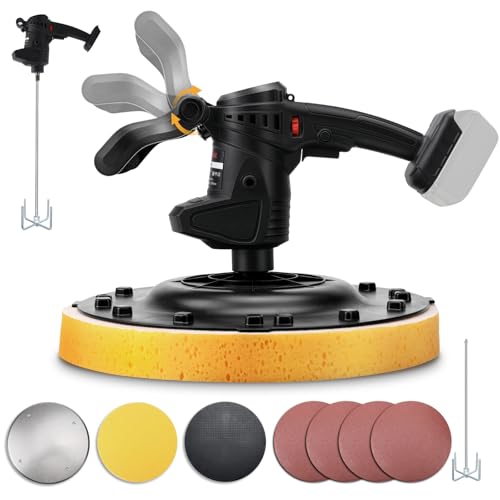 Roadtime Máquina Alisadora de Paredes 2800upm,mezcladora de mortero, pulidora de hormigon de yeso LED, batidora cemento de 6 velocidades,lijadora de paredes para Makita 18V Baterías (Sin bateria)