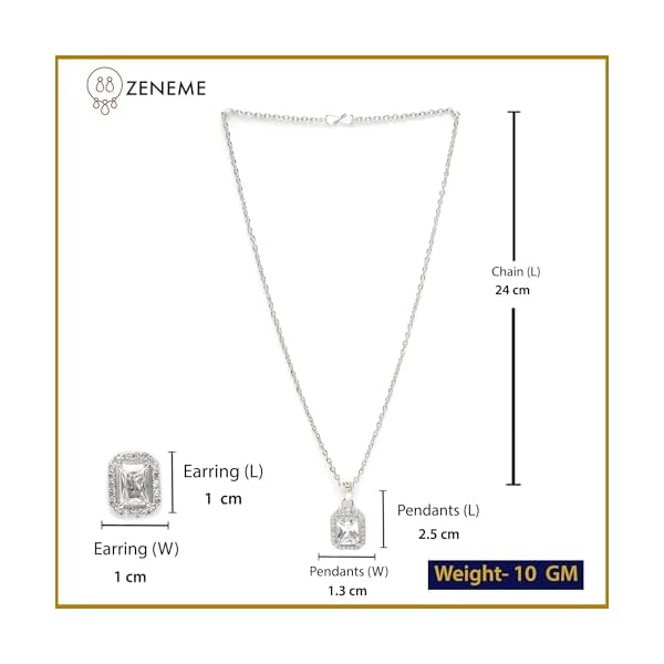ZENEME Jewelry Luxury AD Crystal Pendant Gift for Women | Gift for Sister | Rakhi jewelery | Rakshabandhan Gift Pendant with Earrings Jewellery Set For Women - Image 7
