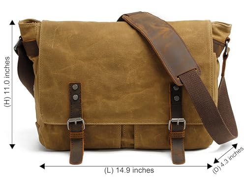 HuaChen Vintage Leather Messenger Bag