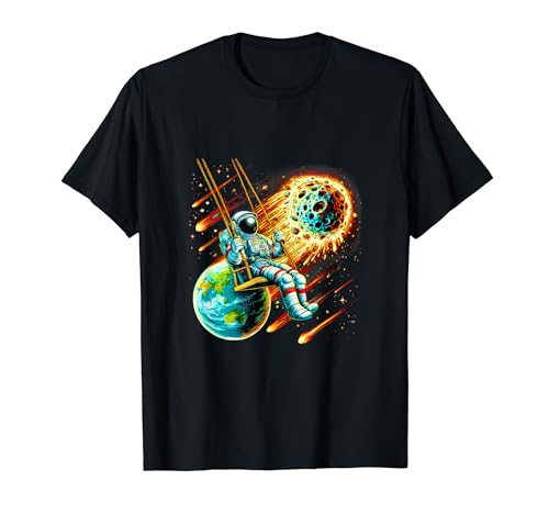 Space Astronaut Swinging in Space Birthday Christmas Camiseta