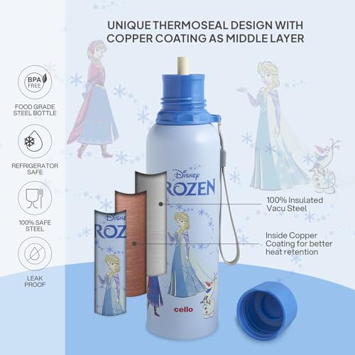 Image of CELLO Kidzbee Yippee Stainless Steel Kids Water Bottle for School & Daily Use 900 ml, Light Blue | 3D Touch & Feel Fun Designs Single Wall Fridge Safe Rustproof & Leakproof School Kids Water Bottle
